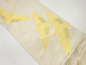 鶴・曲線模様織出し袋帯